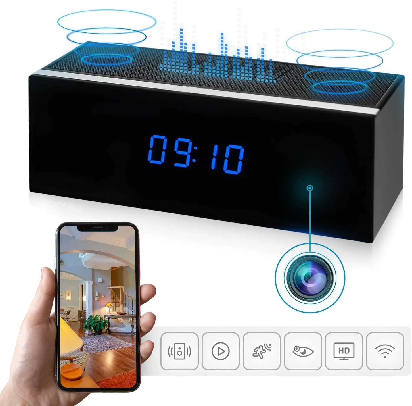 1080P Wifi Pinhole Hidden Alarm Clock Camera