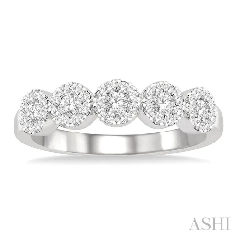 1/2 ctw 5-Stone Lovebright Round Cut Diamond Ring in 14K White Gold