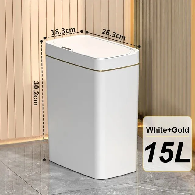 18L Smart Bathroom Trash Can Automatic Bagging Electronic Trash Can White Touchless Narrow Smart Sensor Garbage Bin Smart Home