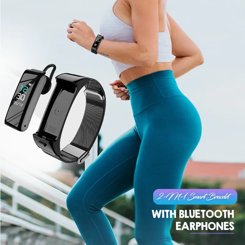 2-in-1 Smart Bracelet With Bluetooth Earphones