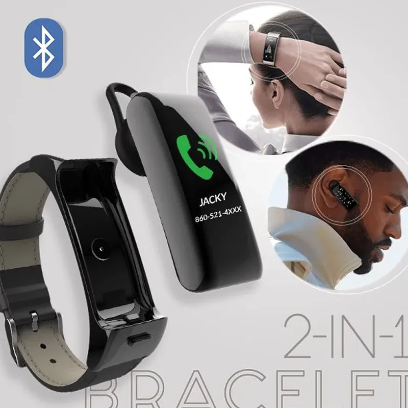 2-in-1 Smart Bracelet With Bluetooth Earphones