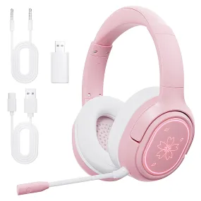 2.4GHz Wireless Gaming Headset for PS5/PC/PS4/Mac/Switch, Bluetooth 5.3 Stereo Headphones with Mic for Switch/Mobile/Tablet,   with 3.5mm Jack, RGB Light, Bass Surround, Soft Memory Earmuffs