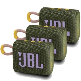 3x JBL Go 3 Portable Waterproof Wireless IP67 Dustproof Outdoor Bluetooth Speaker (Green)