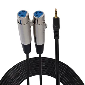 6 Ft 12 Gauge 3.5Mm Male To Dual Xlr Female Cable