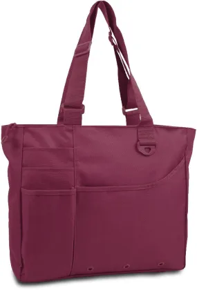 600 denier super feature tote - maroon Case of 24