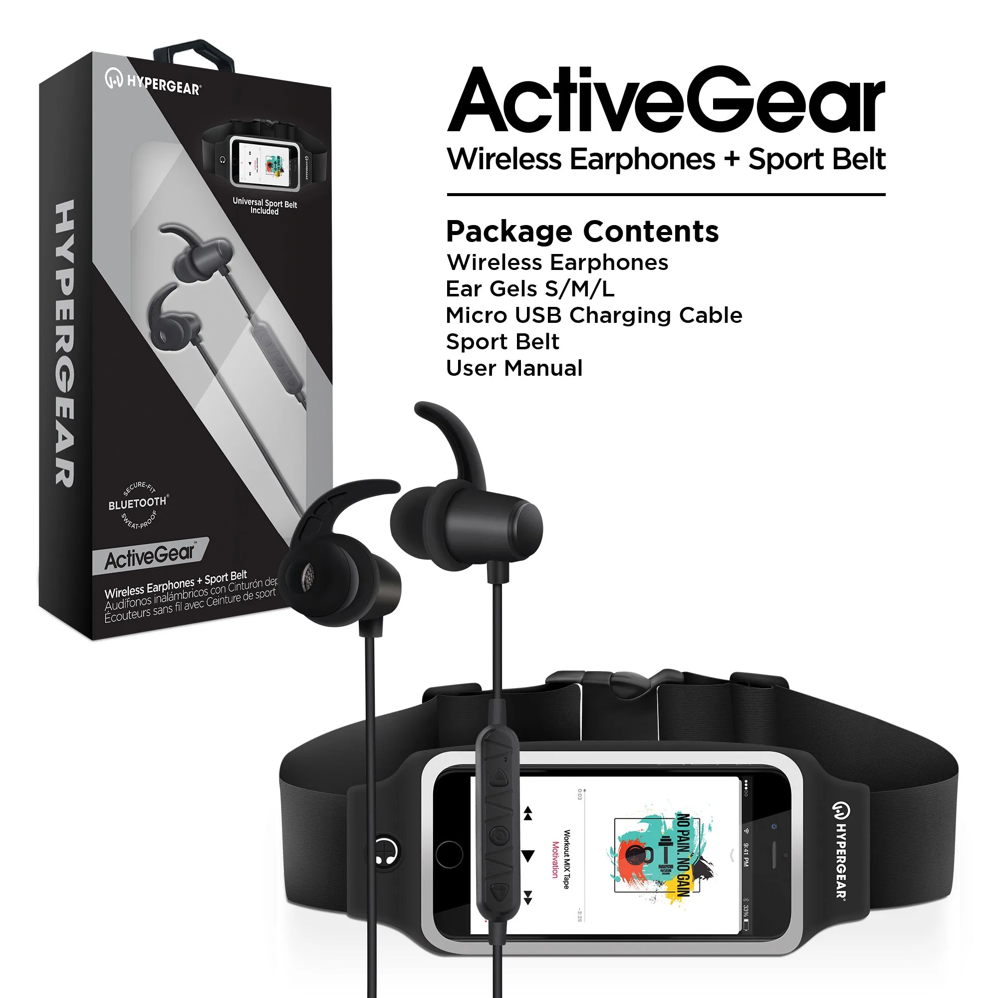 ActiveGear Wireless Earphones   Sport Belt Set