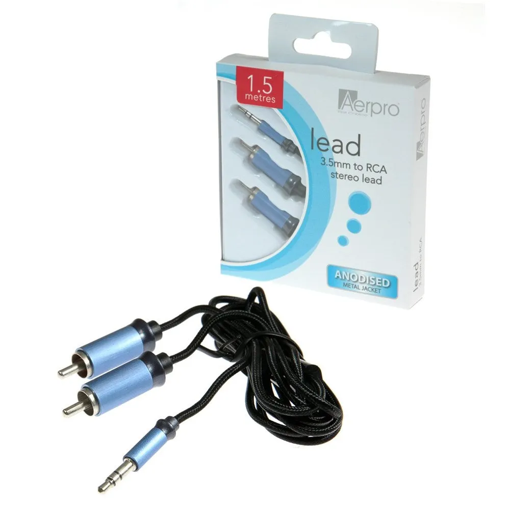 Aerpro ADM2R35A Aluminium 3.5mm To 2 RCA Stereo Lead