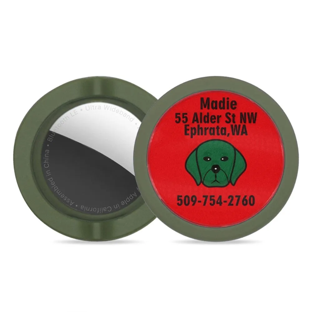 AirTags cute dog pattern silicone cover - Blackish Green