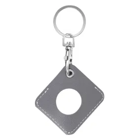 AirTags diamond shape leather cover with key ring - Grey