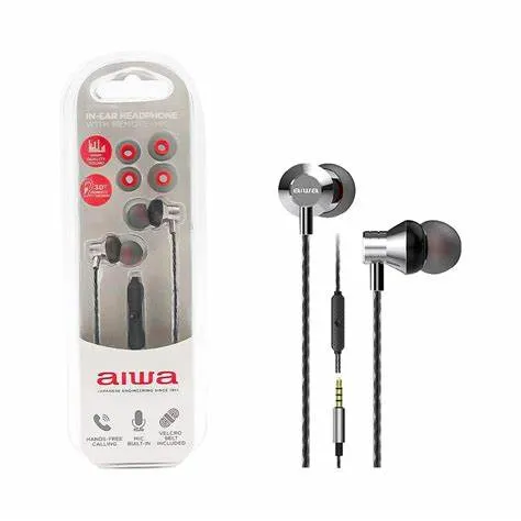 Aiwa Stereo in Ear Headphones, Silver