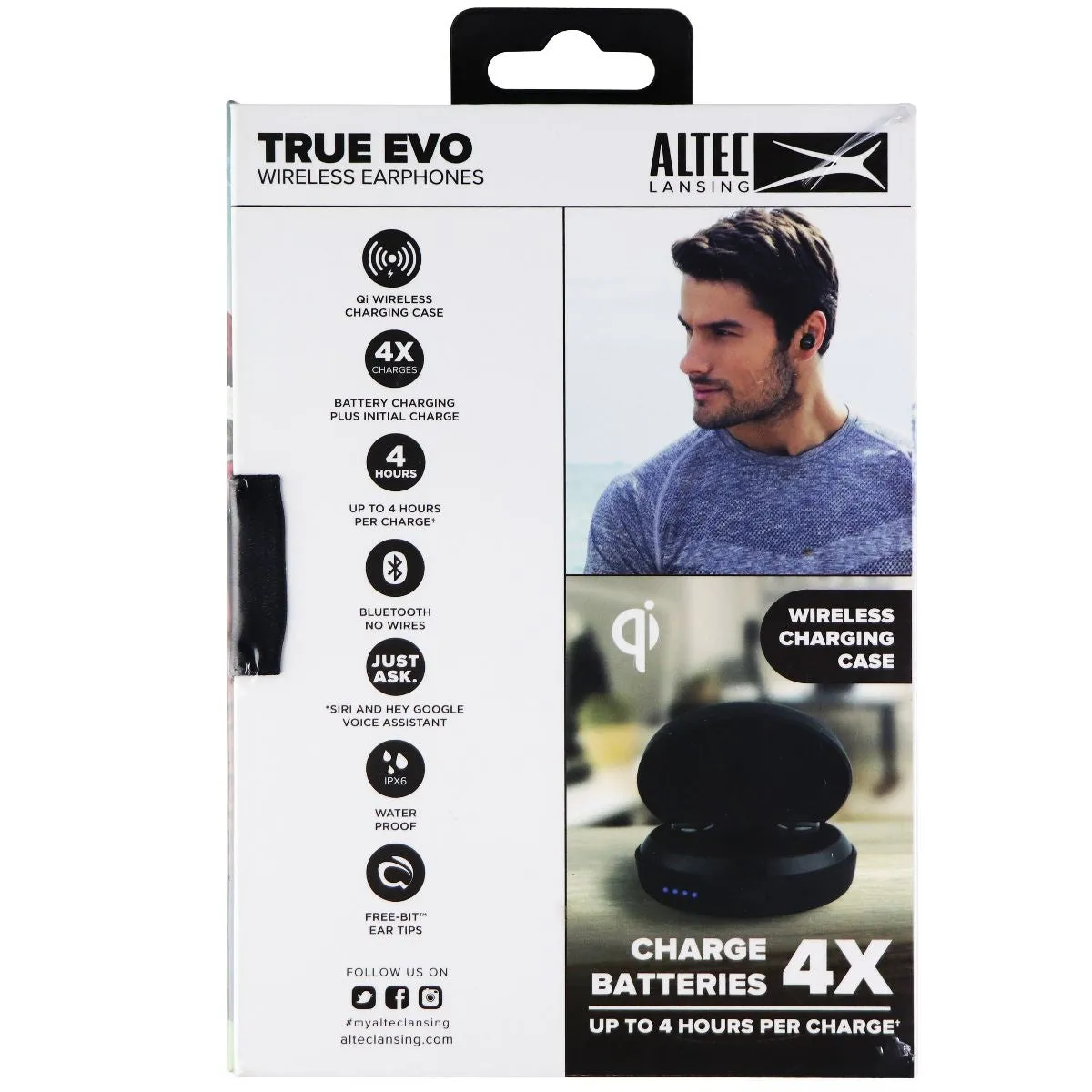 Altec Lansing MZX658 True Evo Waterproof Bluetooth Earphones with Case - Black