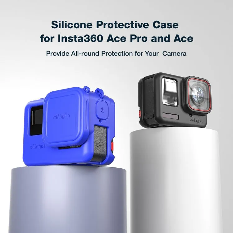 aMagisn Silicone Protection Case Sports Camera Protection Accessories For Insta360 Ace Pro (Black)