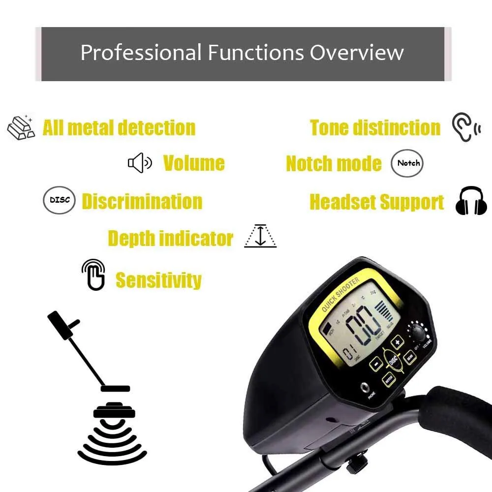 AMYSPORTS Waterproof Accuracy Metal Detector Professional Hand Held Gold Metal Detectors Best Underground Deep Coin Metal Detector's 10" Search Coil for Adults