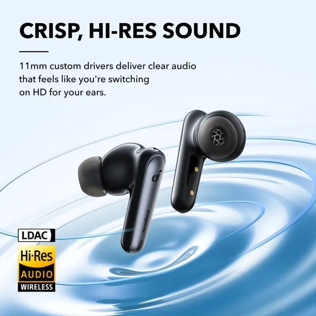 Anker Soundcore Liberty 4 NC Wireless Earbuds, 98.5% Noise Reduction, Adaptive Noise Cancelling to Ears and Environment, Hi-Res Sound, 50H Battery, Wireless Charging, Bluetooth 5.3 (Black)