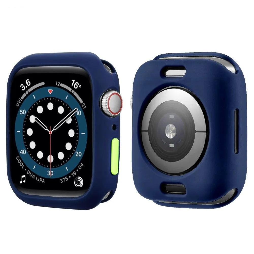 Apple Watch (45mm) candy color button TPU cover - Midnight Blue / Fluorescent Green