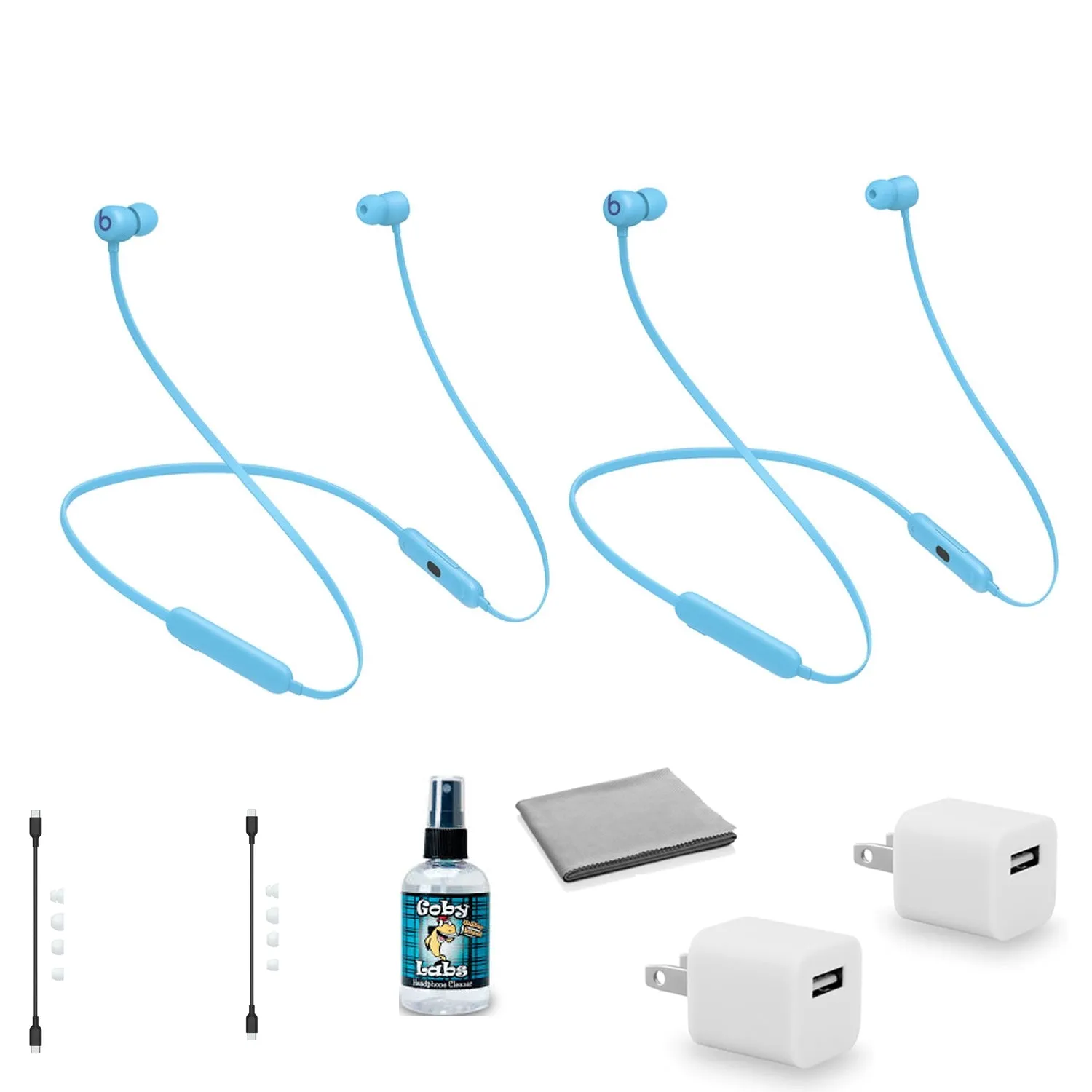 Beats by Dr. Dre Beats Flex Wireless In-Ear Headphones 2-Pack (Flame Blue) MYMG2LL/A with Headphone Cleaner Bundle