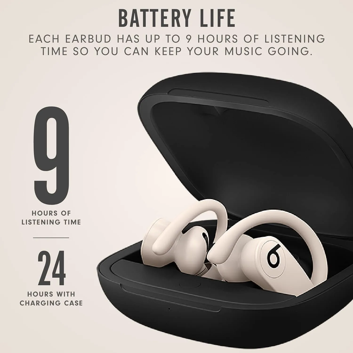 Beats Powerbeats Pro Wireless Earphones - Ivory | 9-Hour Battery | Sweat-Resistant | Class 1 Bluetooth | Built-In Mic