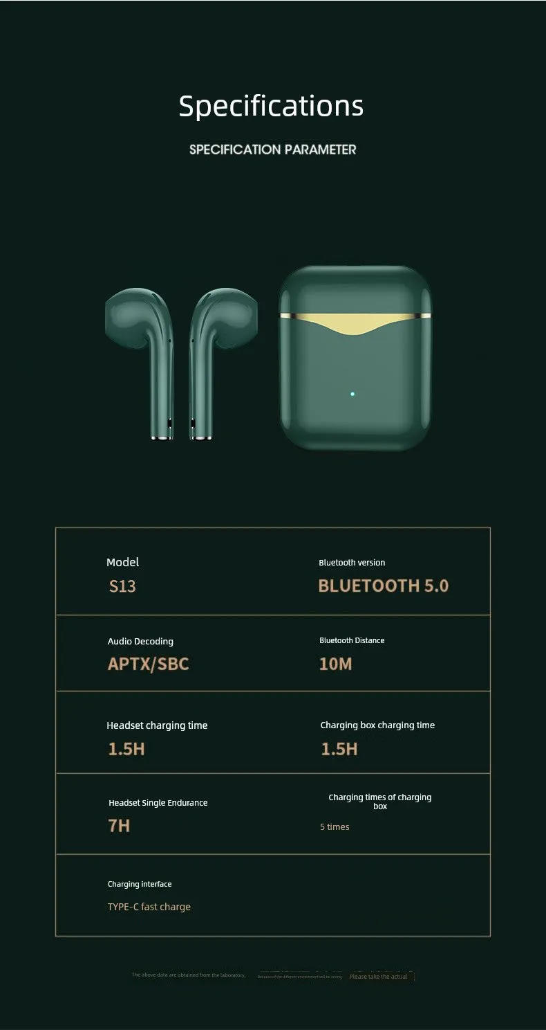 Bluetooth Headset Wireless Original Genuine Goods Sports Noise Reduction New Arrival Ultra-Long Life Battery Female Male Game Semi-in-Ear