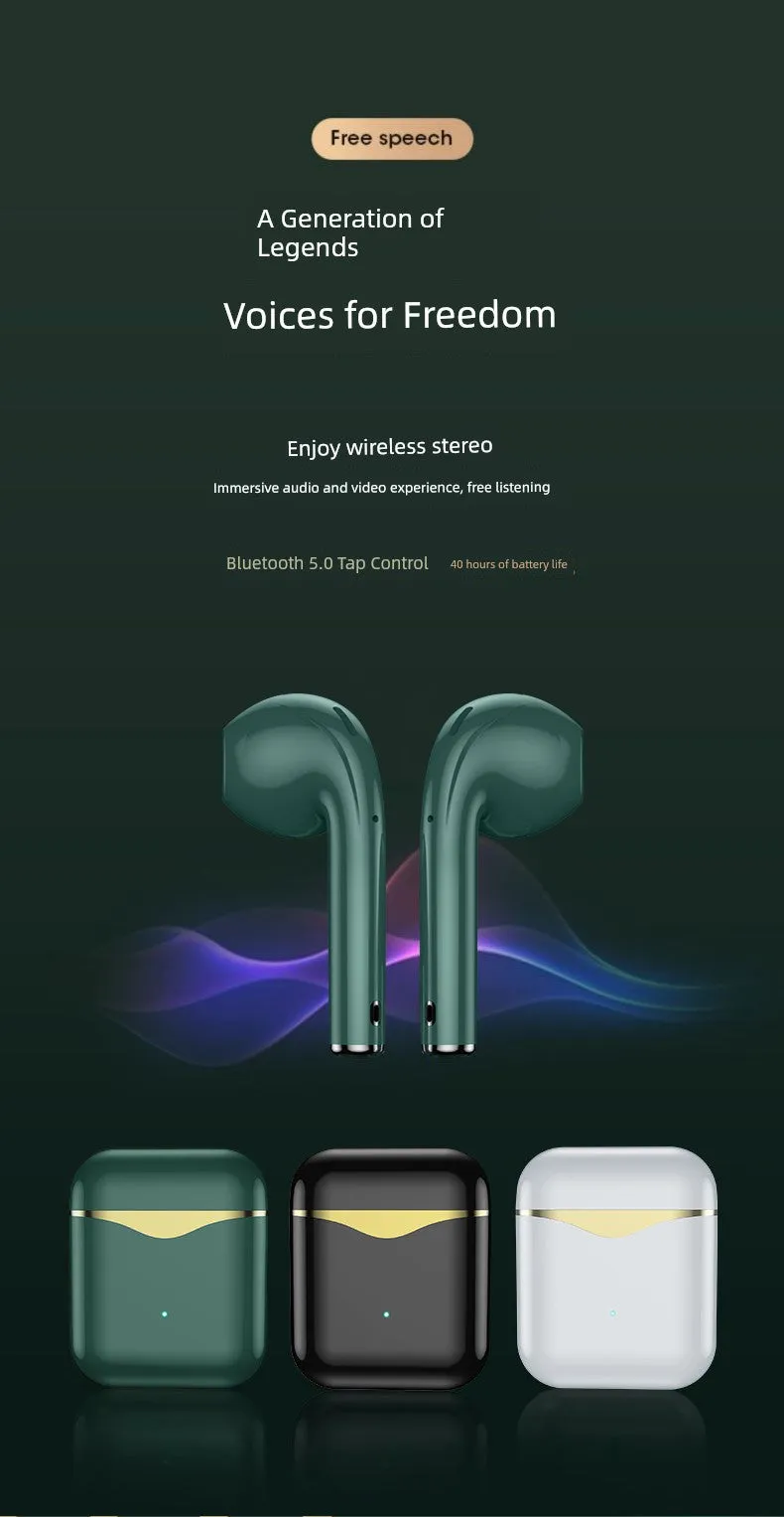 Bluetooth Headset Wireless Original Genuine Goods Sports Noise Reduction New Arrival Ultra-Long Life Battery Female Male Game Semi-in-Ear