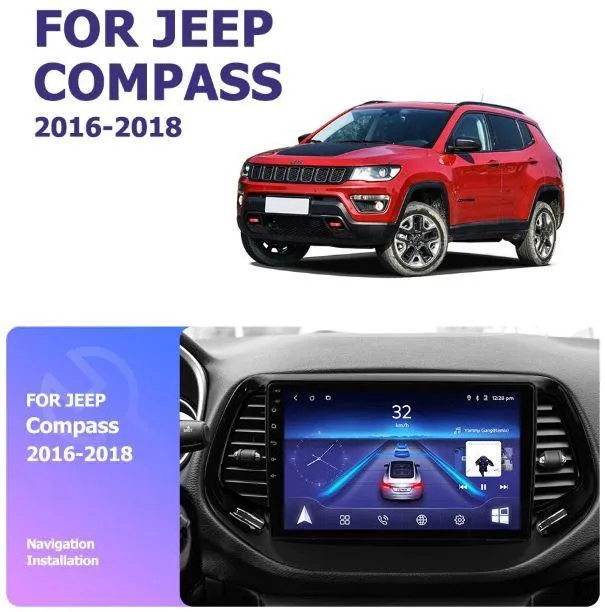 Car Dealz 10.2" Android 10.0 Jeep Compass 2016-2018 w CAM In Dash Plus OEM Fascia