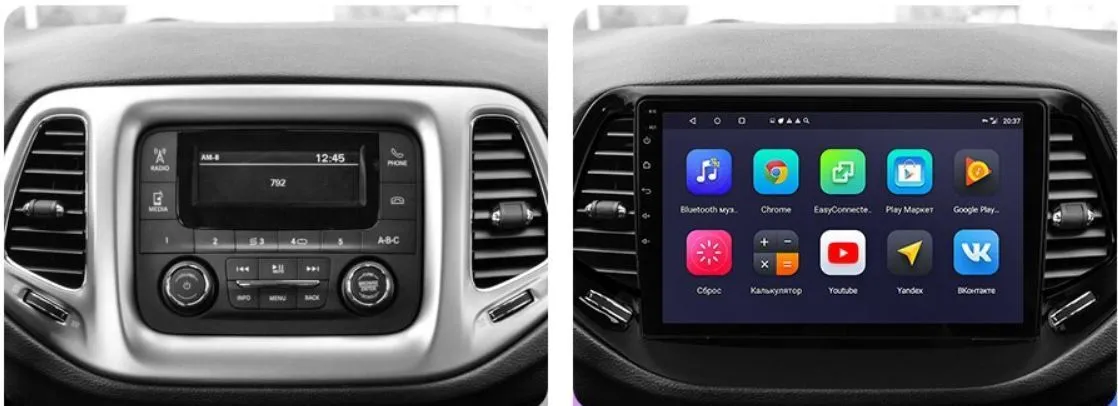 Car Dealz 10.2" Android 10.0 Jeep Compass 2016-2018 w CAM In Dash Plus OEM Fascia