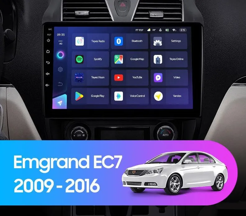 Car Dealz Elite 4G Data Model 10.2" Android 12.0 For Geely Emgrand EC7 1 2009 - 2016 In Dash Plus OEM Fascia