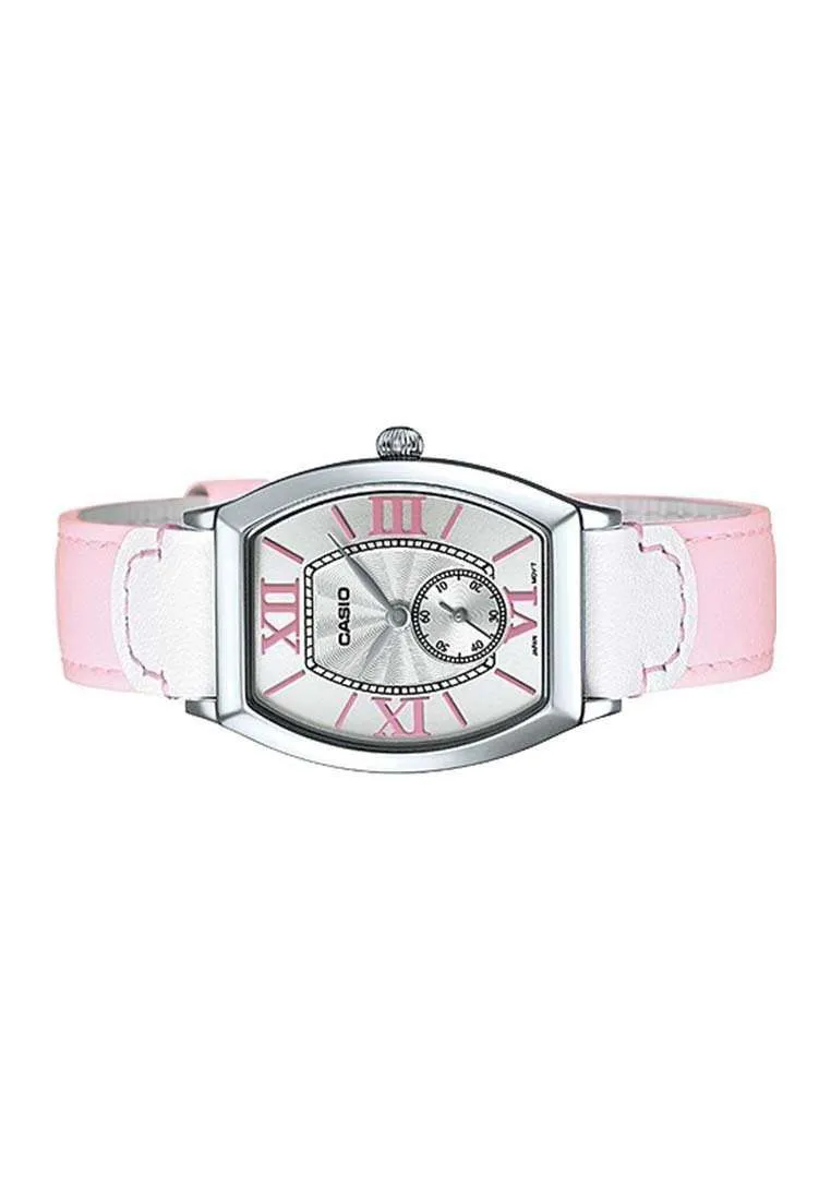 Casio LTP-E114L-4A1DF Pink Leather Strap Watch for Women