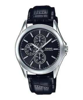 Casio Standard MTP-V302L-1A Black Leather Strap for Men