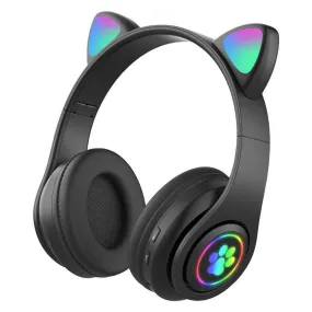 Cat Ear LED Bluetooth Headphones with Colorful Light Effects