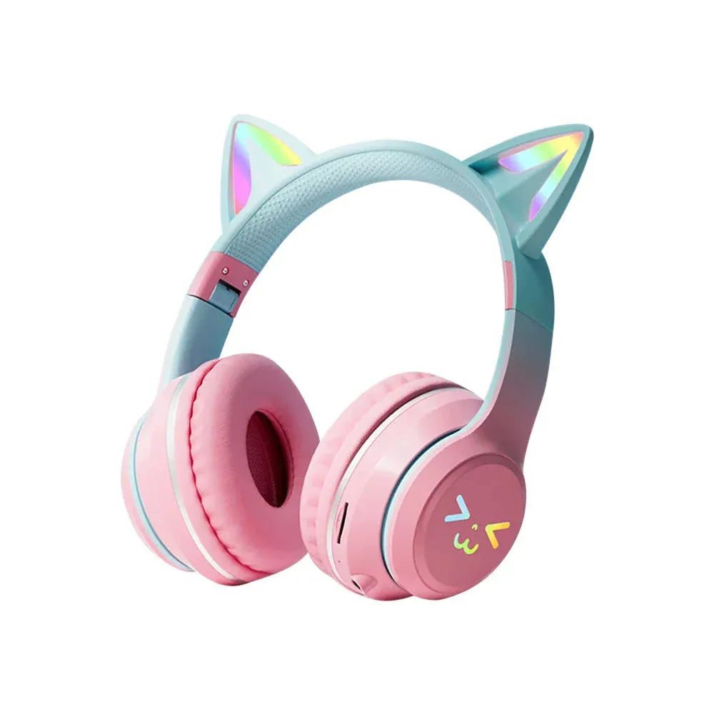 Cat Ears RGB Foldable Bluetooth Headphones