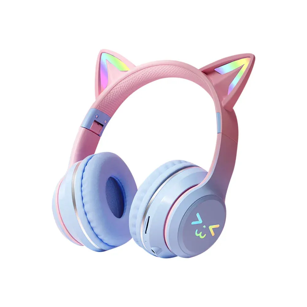 Cat Ears RGB Foldable Bluetooth Headphones