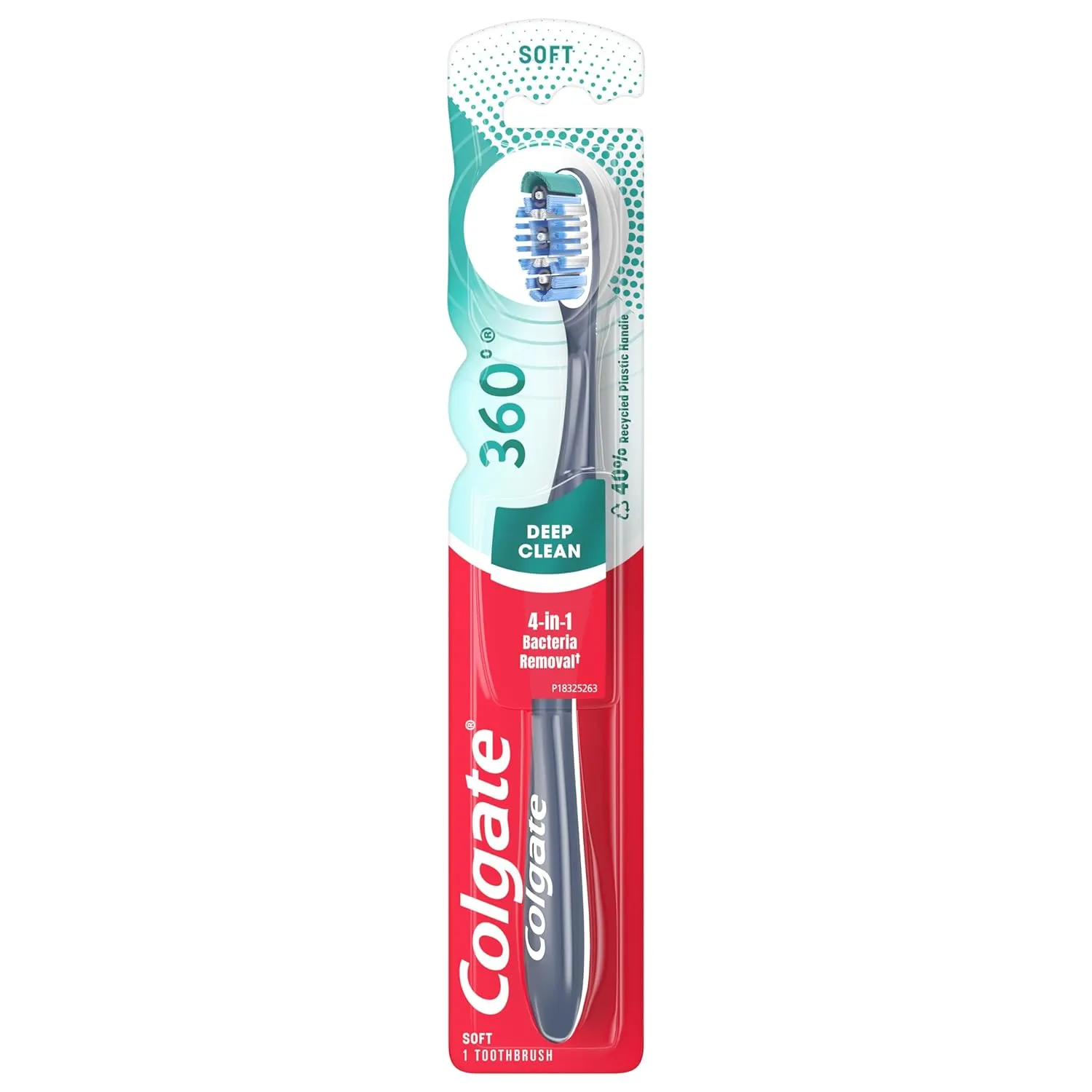 Colgate 360 Toothbrush with Tongue and Cheek Cleaner, Soft Toothbrush