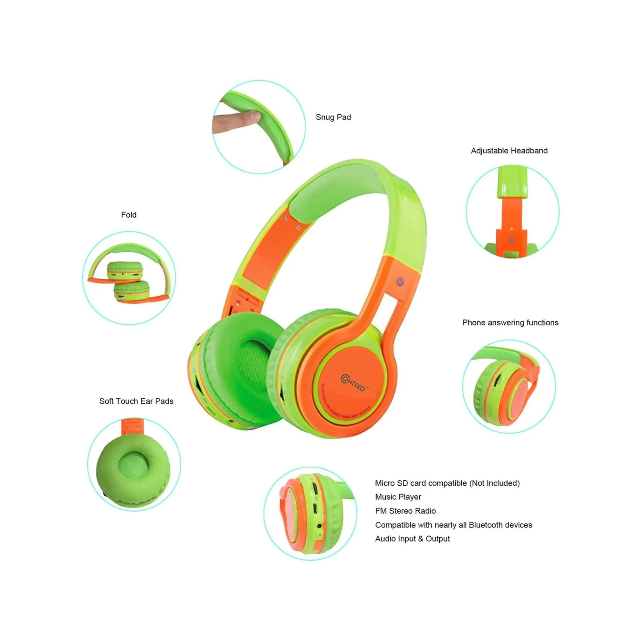 Contixo KB-2600 Kid Foldable Wireless Bluetooth Headphones