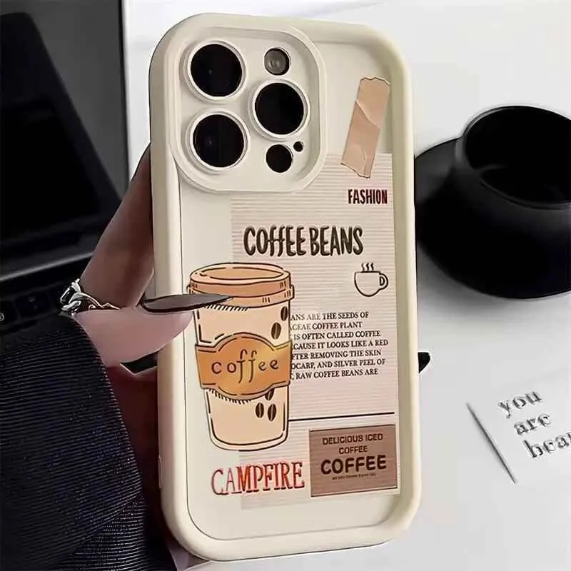 Cute Phone Cases For iPhone 7, 8, 11, 12, 13, 14, 15 Pro Max, XS, X, XR, and Plus - Coffee Beans Cover - TSP231