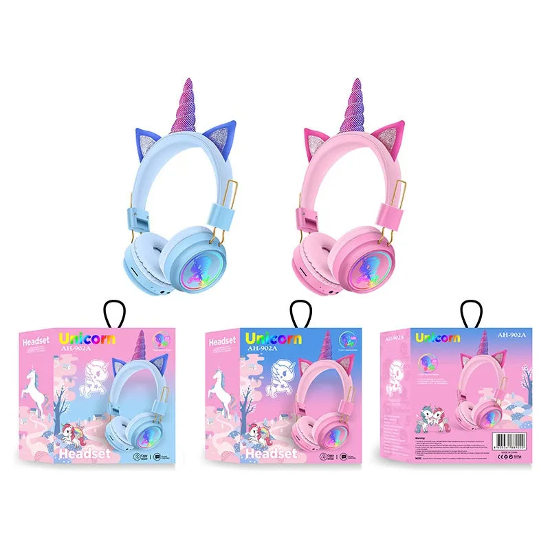 Cute Unicorn Creative Cartoon AH-902A Wireless Bluetooth Headphones