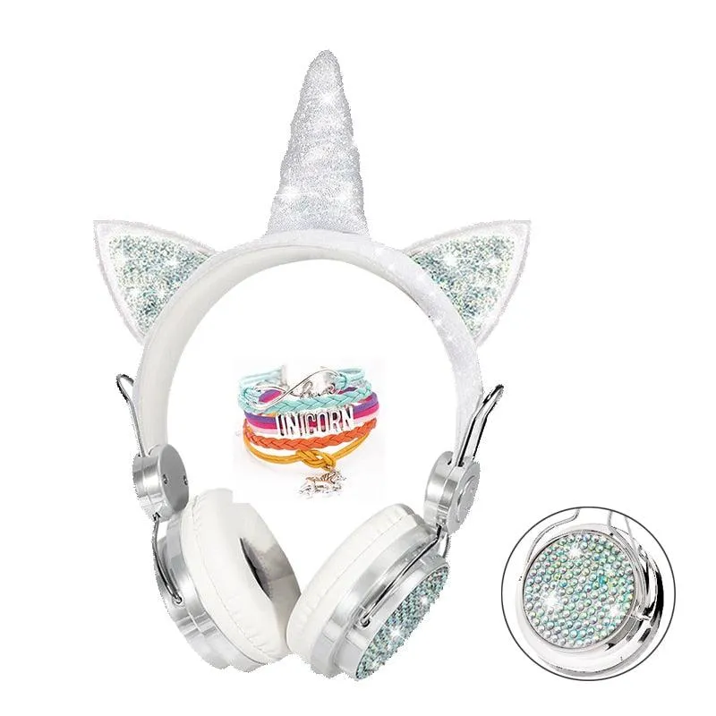 Cute Unicorn Headphones 3D Stereo Music Kids Headphones With Microphone Girls Cell Phone Children&#39;s Wired Headset Gamer Gift