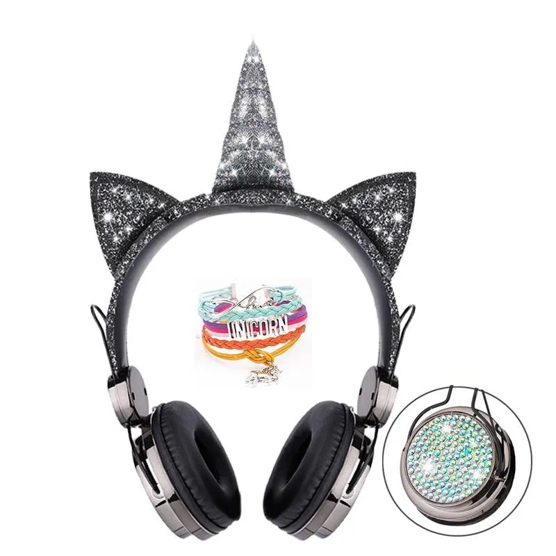 Cute Unicorn Headphones 3D Stereo Music Kids Headphones With Microphone Girls Cell Phone Children&#39;s Wired Headset Gamer Gift