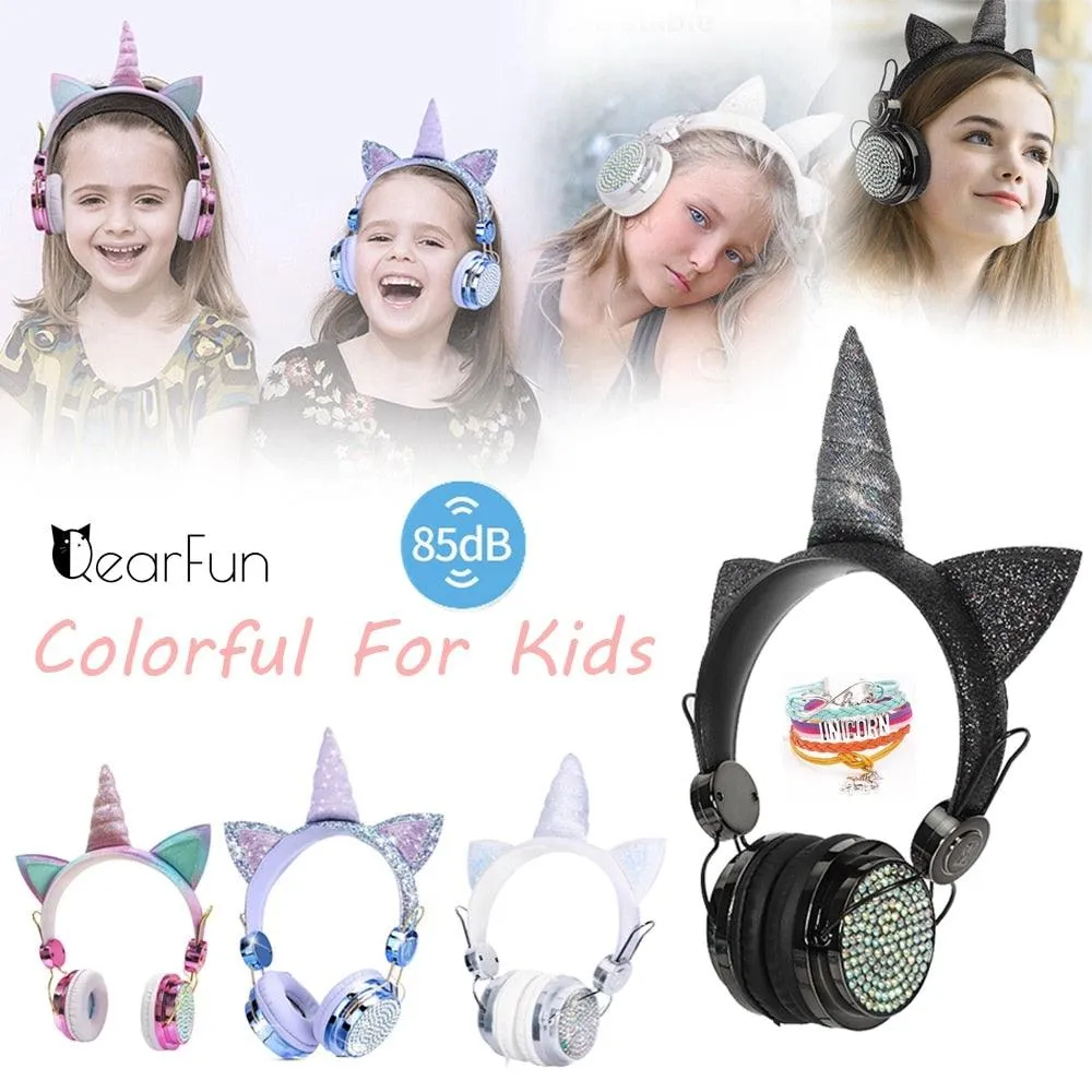 Cute Unicorn Headphones 3D Stereo Music Kids Headphones With Microphone Girls Cell Phone Children&#39;s Wired Headset Gamer Gift