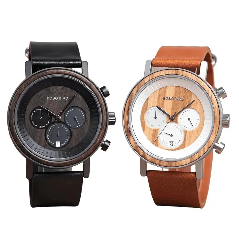 Elegant Wooden Chronograph Timepiece