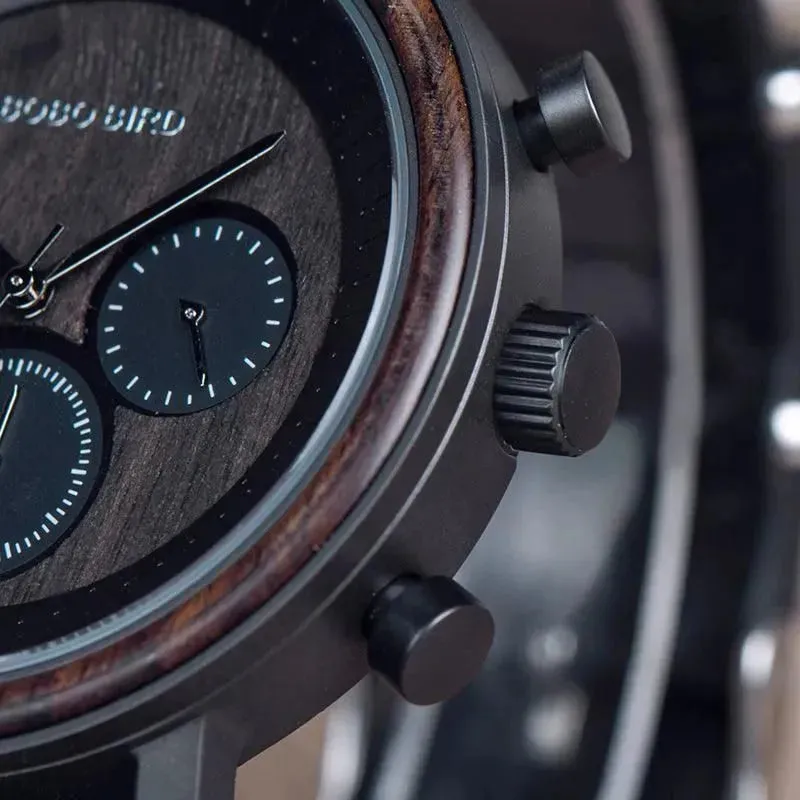 Elegant Wooden Chronograph Timepiece