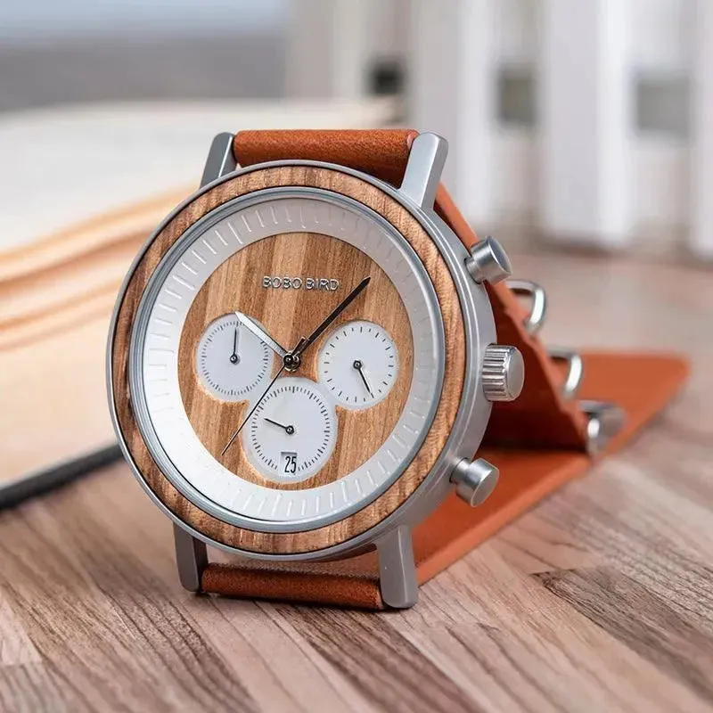 Elegant Wooden Chronograph Timepiece