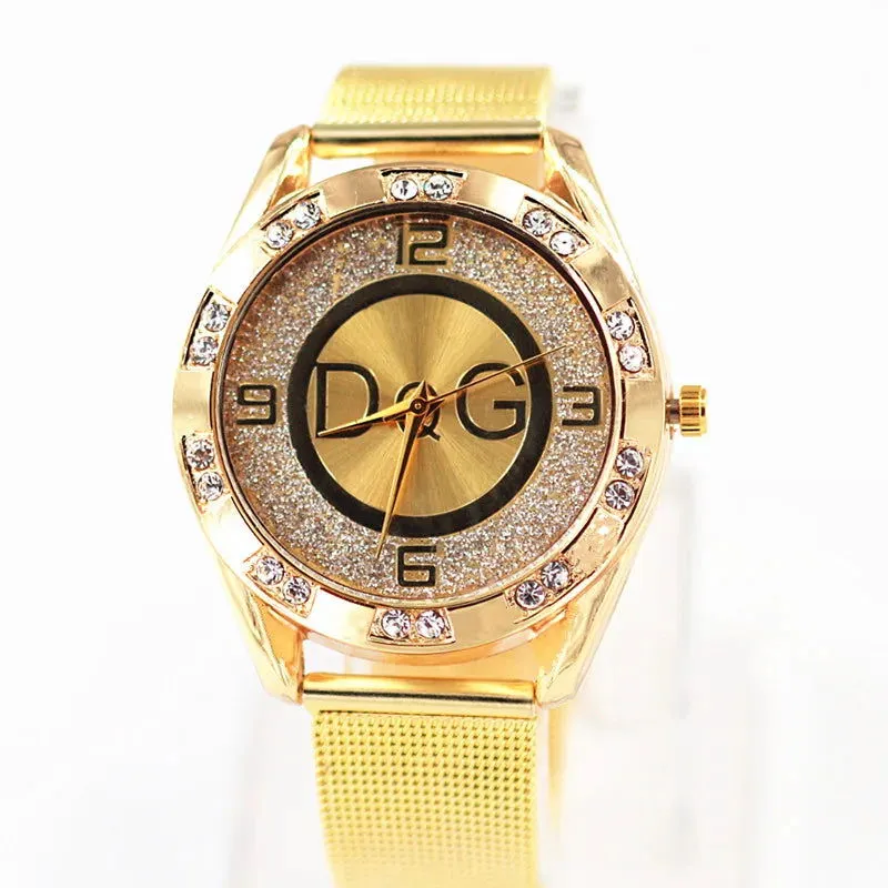 Fashion Luxury Watch Dqg Crystal Quartz Female Watch Gold Silver Stainless Steel Ladies Dress Watch Zegarek Damski