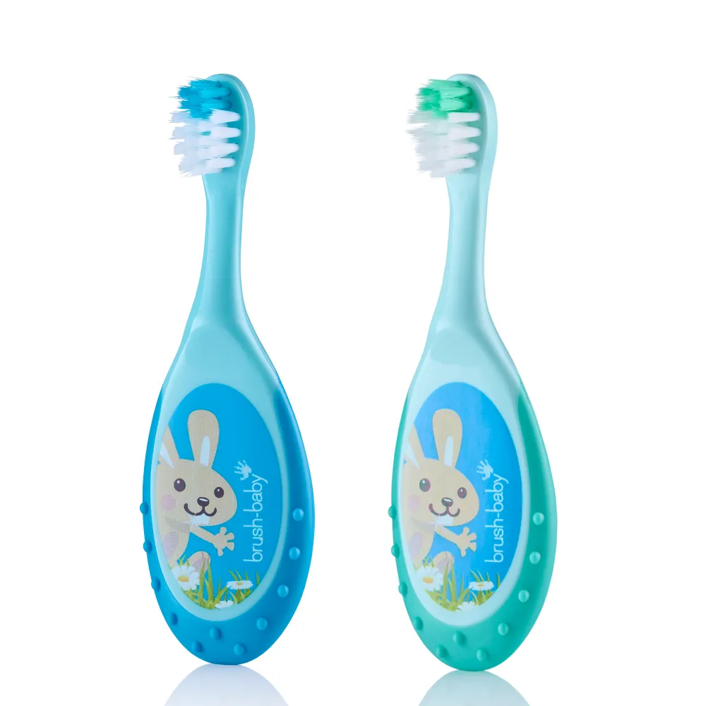 FlossBrush™ Baby Bristles Toothbrush (0-3 Years) Double Pack - Blue & Teal