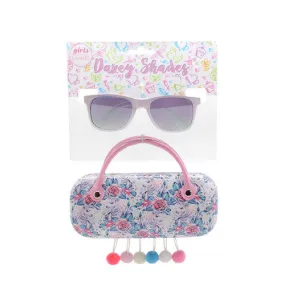 Flower Print Unicorn Dazey Shades tween wayfarer Fashion Sunglasses with Case ( sold by the piece)