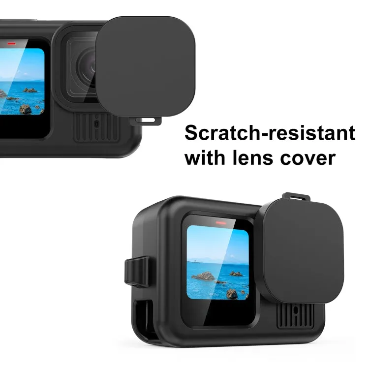 For GoPro HERO13 Black PULUZ Silicone Protective Case Cover with Wrist Strap & Lens Cover (Black)