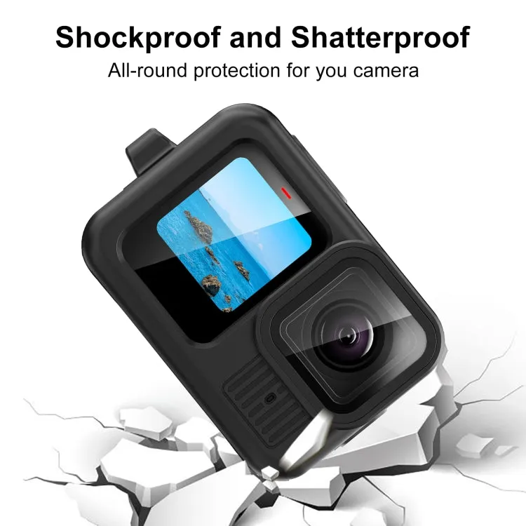 For GoPro HERO13 Black PULUZ Silicone Protective Case Cover with Wrist Strap & Lens Cover (Black)