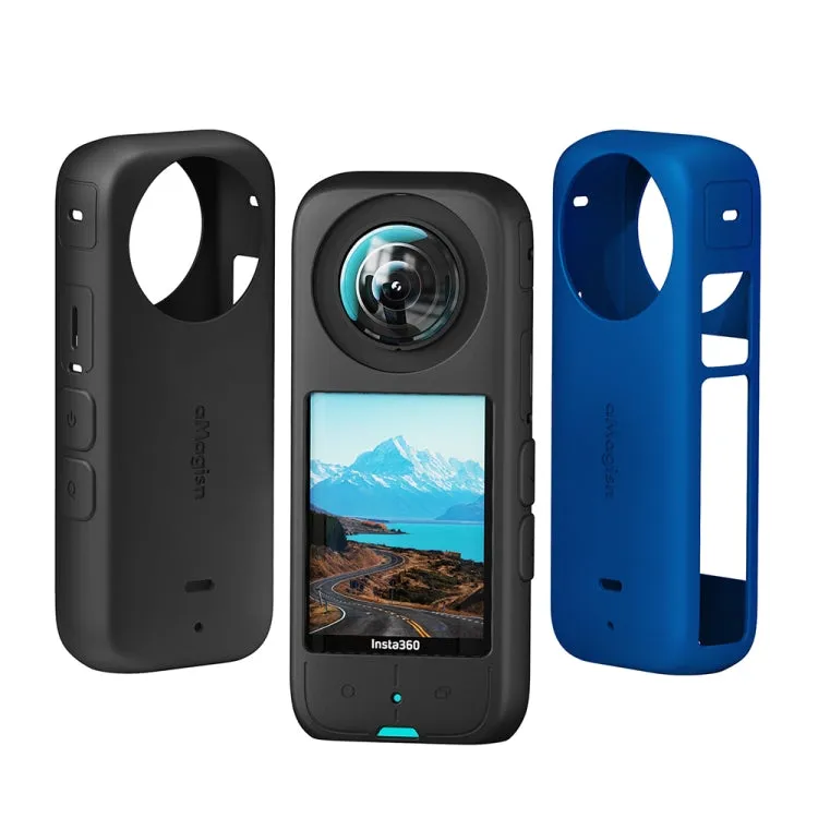 For Insta360 X3 AMagisn Body Silicone Protective Cover, Style: Lens Case (Blue)