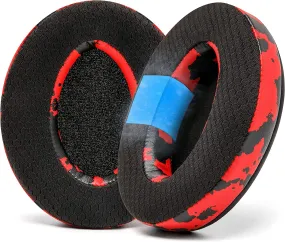 Freeze Hybrid Fabric Cooling Gel Replacement Earpads - Compatible with HyperX Cloud, Steelseries Arctis, ATH M50X, Turtle Beach Stealth & More - Comfortable & Cooler for Longer | Red Cano