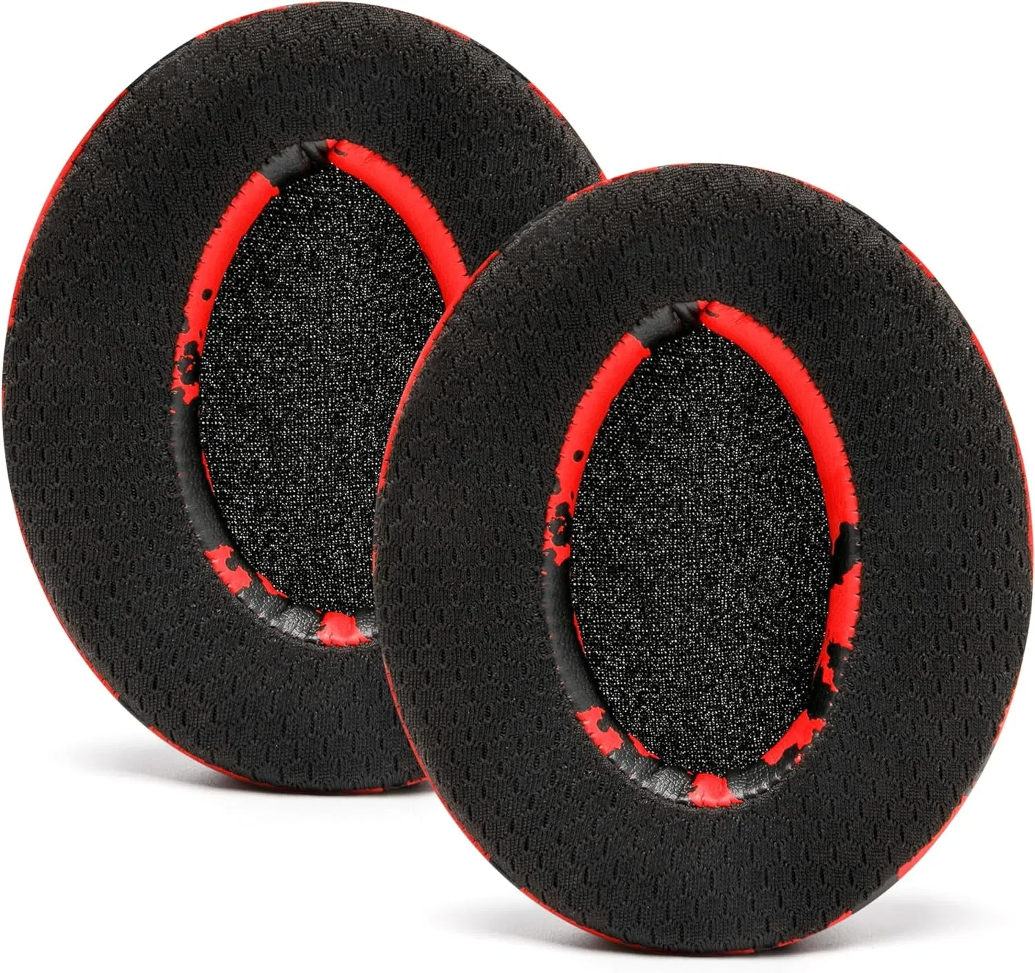 Freeze Hybrid Fabric Cooling Gel Replacement Earpads - Compatible with HyperX Cloud, Steelseries Arctis, ATH M50X, Turtle Beach Stealth & More - Comfortable & Cooler for Longer | Red Cano