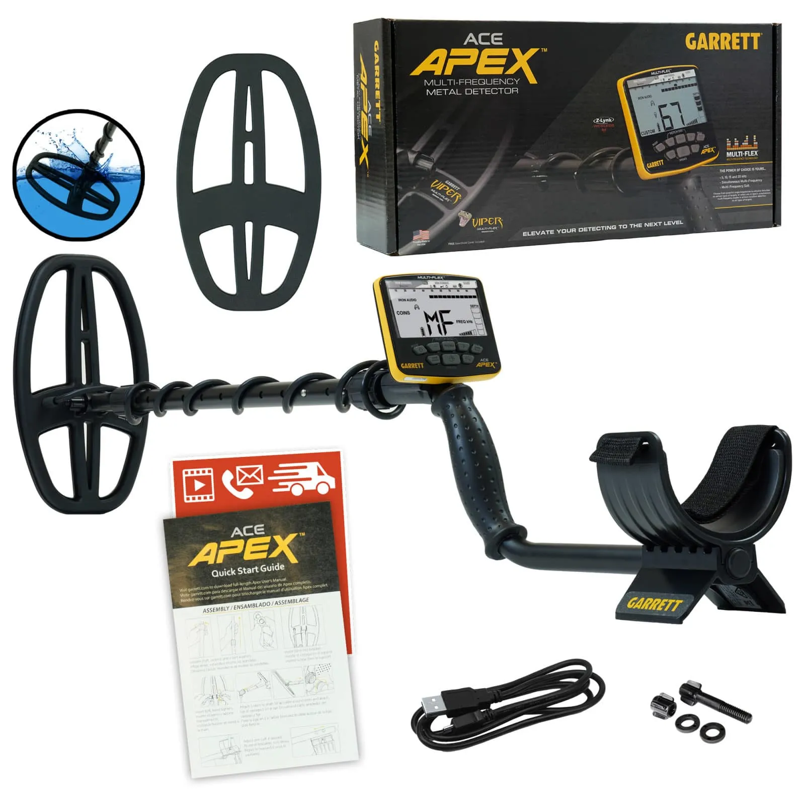 Garrett ACE APEX Metal Detector w/ 6 x 11" DD Viper Coil (Open Box)